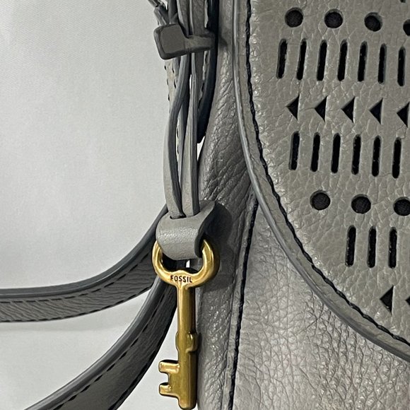 Fossil Gray Cow Hide Leather Cutout Crossbody Bag - Picture 2 of 12